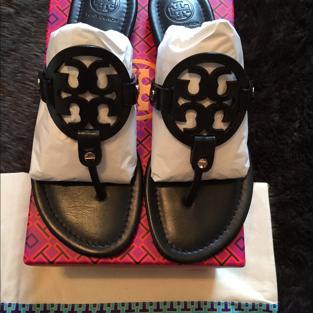 ▪️Black Miller Calf Leather Tory Burch Sandals ▪️